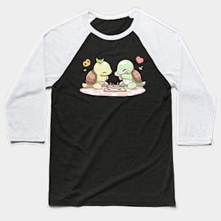 Turtley Adorable: Kawaii Turtles Battle in Chess Baseball T-Shirt